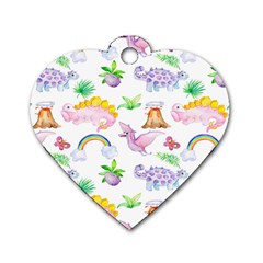 Dinosaurs Are Our Friends  Dog Tag Heart (one Side) by ConteMonfrey