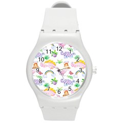 Dinosaurs Are Our Friends  Round Plastic Sport Watch (m) by ConteMonfrey