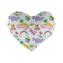 Dinosaurs Are Our Friends  Standard 16  Premium Flano Heart Shape Cushions by ConteMonfrey