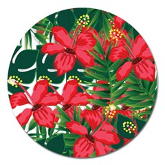 Tulips Design Magnet 5  (round) by designsbymallika