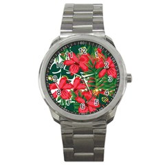 Tulips Design Sport Metal Watch by designsbymallika