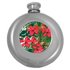 Tulips Design Round Hip Flask (5 Oz) by designsbymallika