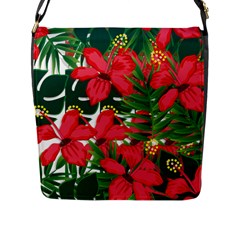 Tulips Design Flap Closure Messenger Bag (l) by designsbymallika