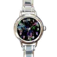 Snowflakes Lights Round Italian Charm Watch