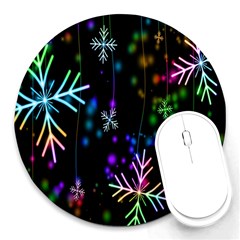 Snowflakes Lights Round Mousepads