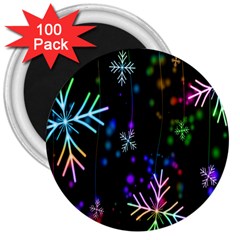 Snowflakes Lights 3  Magnets (100 pack)