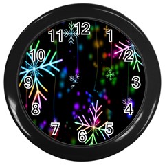 Snowflakes Lights Wall Clock (black) by artworkshop