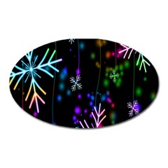 Snowflakes Lights Oval Magnet