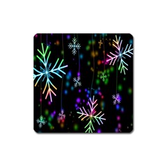 Snowflakes Lights Square Magnet