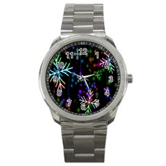 Snowflakes Lights Sport Metal Watch