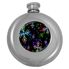 Snowflakes Lights Round Hip Flask (5 oz)