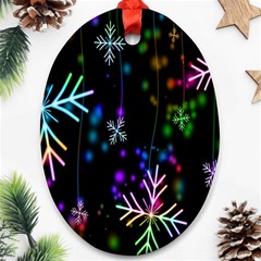 Snowflakes Lights Oval Ornament (Two Sides)