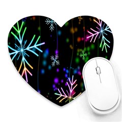 Snowflakes Lights Heart Mousepads