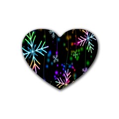 Snowflakes Lights Rubber Heart Coaster (4 pack)