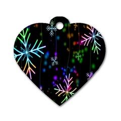 Snowflakes Lights Dog Tag Heart (One Side)