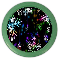 Snowflakes Lights Color Wall Clock