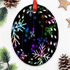 Snowflakes Lights Oval Filigree Ornament (Two Sides)