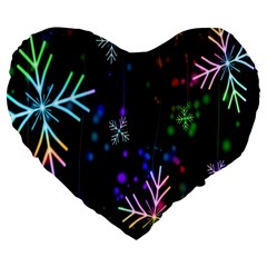 Snowflakes Lights Large 19  Premium Heart Shape Cushions