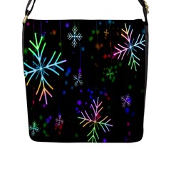 Snowflakes Lights Flap Closure Messenger Bag (L)