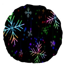 Snowflakes Lights Large 18  Premium Flano Round Cushions