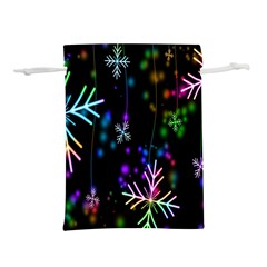 Snowflakes Lights Lightweight Drawstring Pouch (L)