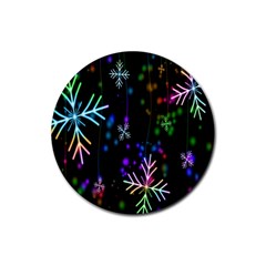 Snowflakes Lights Rubber Round Coaster (4 Pack) by artworkshop