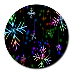 Snowflakes Lights Round Mousepads by artworkshop