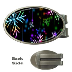 Snowflakes Lights Money Clips (oval)  by artworkshop