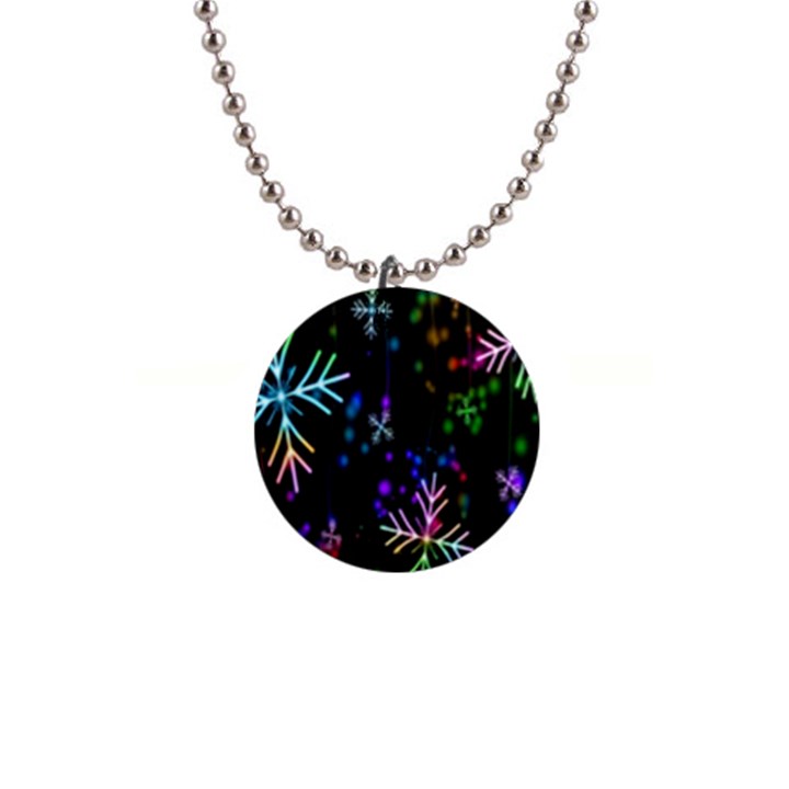 Snowflakes Lights 1  Button Necklace