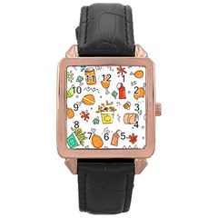 Set Child Fun Funny Collection Rose Gold Leather Watch  by artworkshop