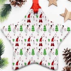 Santa Claus Snowman Christmas Ornament (star) by artworkshop