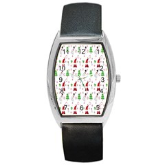 Santa Claus Snowman Christmas Barrel Style Metal Watch by artworkshop