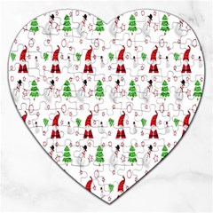 Santa Claus Snowman Christmas Jigsaw Puzzle (heart) by artworkshop