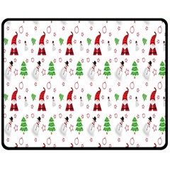 Santa Claus Snowman Christmas Double Sided Fleece Blanket (medium)  by artworkshop