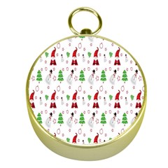 Santa Claus Snowman Christmas Gold Compasses by artworkshop