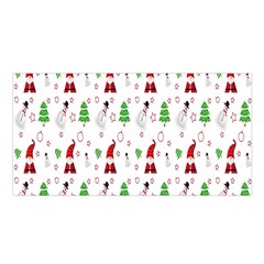 Santa Claus Snowman Christmas Satin Shawl 45  X 80  by artworkshop