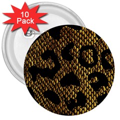 Metallic Snake Skin Pattern 3  Buttons (10 Pack)  by BangZart