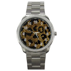 Metallic Snake Skin Pattern Sport Metal Watch by BangZart