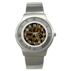 Metallic Snake Skin Pattern Stainless Steel Watch by BangZart