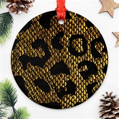 Metallic Snake Skin Pattern Round Ornament (two Sides)