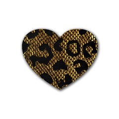 Metallic Snake Skin Pattern Rubber Coaster (heart) by BangZart