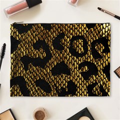 Metallic Snake Skin Pattern Cosmetic Bag (xl) by BangZart