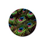 Peacock Feathers Color Plumage Rubber Coaster (Round) Front