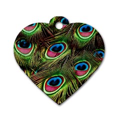 Peacock Feathers Color Plumage Dog Tag Heart (two Sides) by Celenk