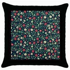 Flowering Branches Seamless Pattern Throw Pillow Case (black) by Zezheshop