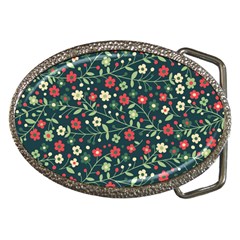 Flowering Branches Seamless Pattern Belt Buckles by Zezheshop