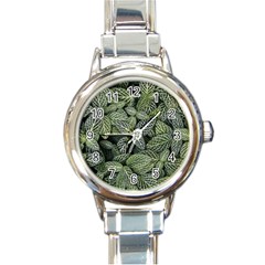 Leaves Foliage Botany Plant Round Italian Charm Watch by Ravend