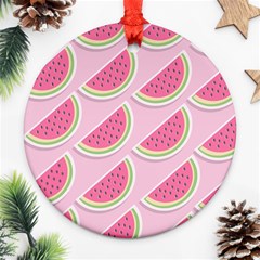 Pink Melon Wayermelon Pattern Food Fruit Melon Ornament (round) by Ravend