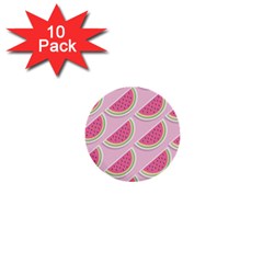 Pink Melon Wayermelon Pattern Food Fruit Melon 1  Mini Buttons (10 Pack)  by Ravend