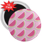 Pink Melon Wayermelon Pattern Food Fruit Melon 3  Magnets (10 pack)  Front